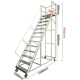 Aluminum rolling platform ladder
