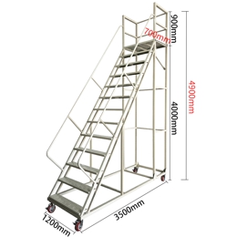 Ladder with wheels and platform